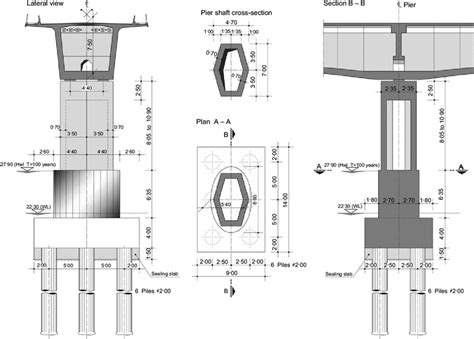 Main Bridge Piers And Foundations Dimensions In M Download
