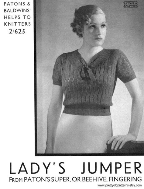 Wonderful 1930s Lace Jumper Blouse 37 Bust Patons 2625 Etsy Uk