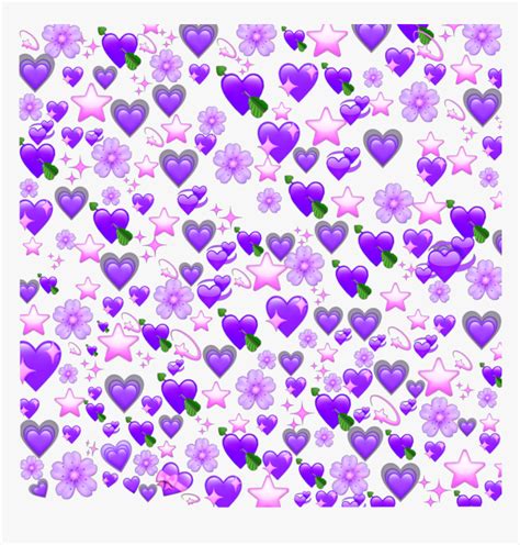 Purple Heart Stars Flower Transparent Heart Emoji Meme Png Png