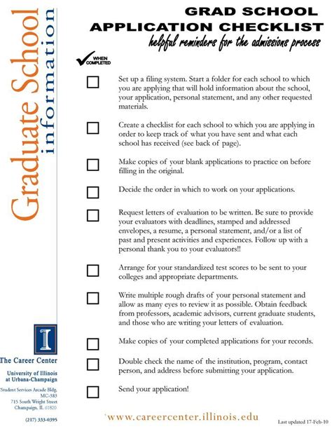 Applying To Graduate School Use This Application Checklist To Make