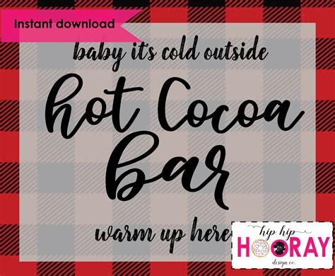 Baby Its Cold Outside Buffalo Plaid Hot Cocoa Bar Sign Etsy Hot