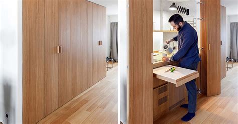 Design Detail This Small Apartments Hall Closet Hides A Kitchen And