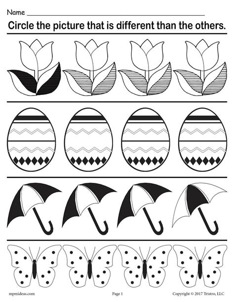 Spot The Difference Free Printable Spring Themed