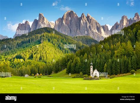St Johann Church Santa Maddalena Tyrol Dolomites Mountains Stock