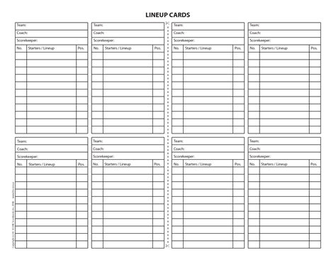 Baseball Lineup Cards Printable Template Business Psd