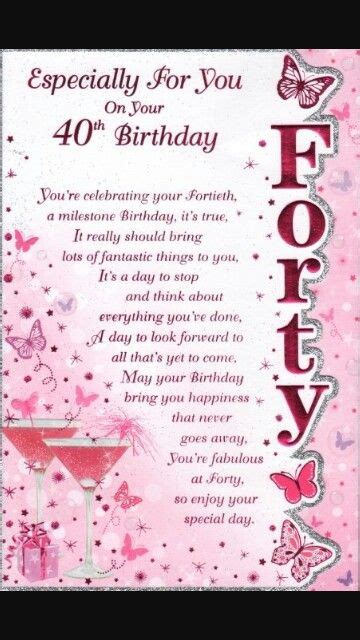 List of beautiful happy 40th birthday quotes & 40th birthday wishes, an age that is usually associated with complicated because those who reach it begin to feel older and, in some cases, are ashamed of it. Pin by Sue Tucker on Birthday Wishes,Cards and Sayings | 40th birthday cards, 40th birthday ...