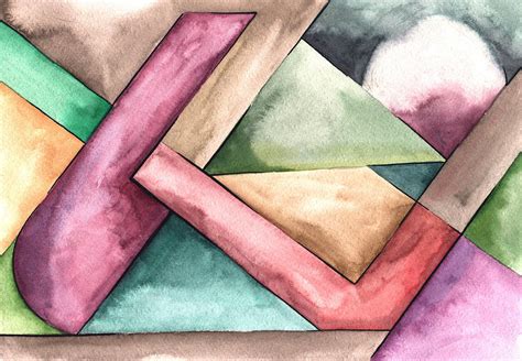 Abstract Composition With Different Shapes And Lines Painting By Yuri