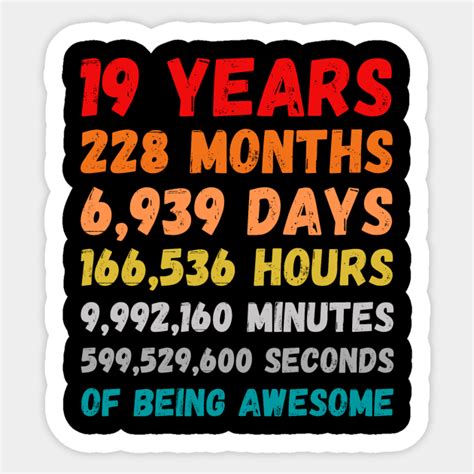 19th Birthday 19 Years Of Being Awesome 19th Birthday T Sticker