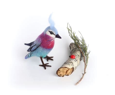 Needle Felted Bird Ornament Wool Felt Birds Lilac Bird Etsy