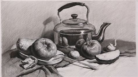 How To Draw Still Life With Charcoal Pencil Youtube