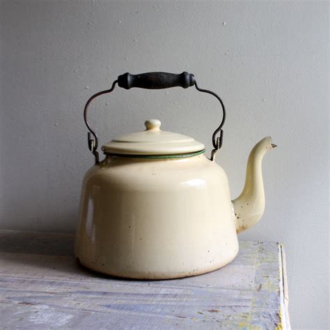 Giant Vintage Enamel Tea Kettle