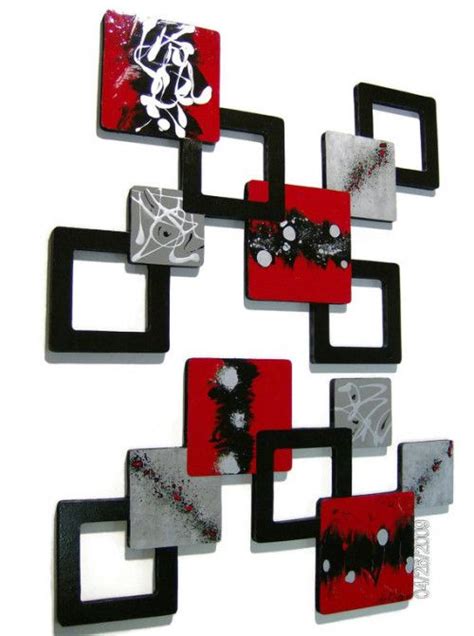Red And Black Wooden Wall Hangings Modern Hip 2 Be Square Wall Decor