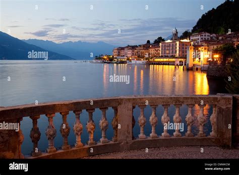 Promenade And Lake At Dusk Bellagio Lake Como Lombardy Italian