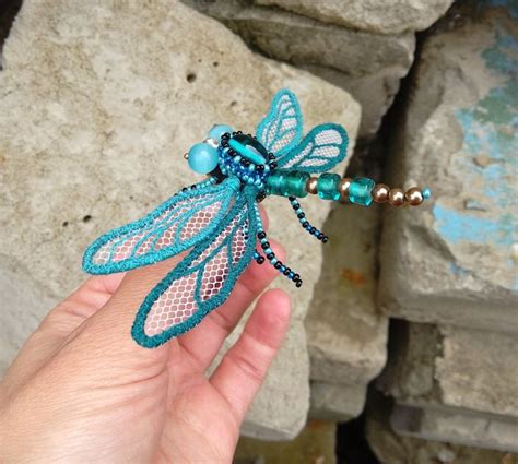 Turquoise And Teal Dragonfly Brooch Nature Inspired Insect Etsy