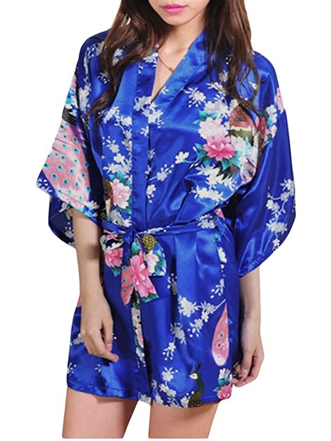 Womens Short Floral Silk Kimono Robes Sizes To Bride And