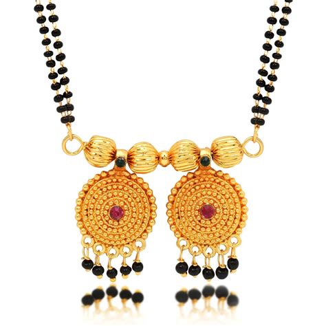 Buy Parna Maharashtrian Traditional One Gram Gold Black Beads Chain