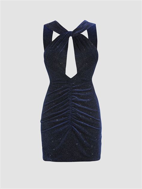 Glitter Cut Out Bodycon Dress Cider