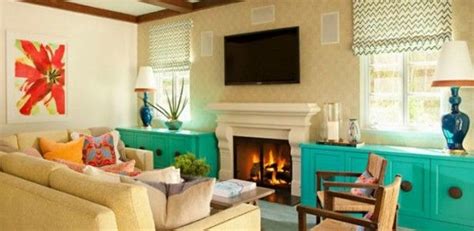 Turquoise Cabinets Bright Living Room Hall Interior Design Hall