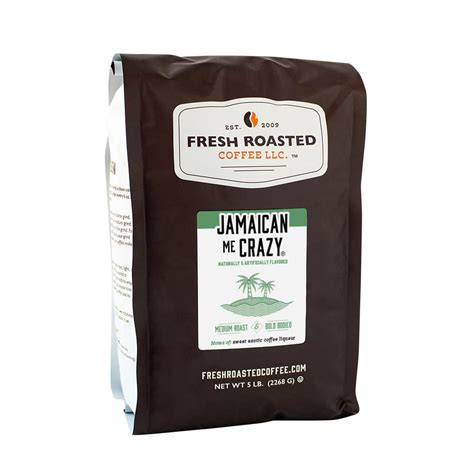 Fresh Roasted Coffee Jamaican Me Crazy Flavored Coffee 5 Lb 80 Oz Medium Roast