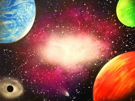 Spray Paint Art Space Painting Galaxy Painting Planet Painting Etsy