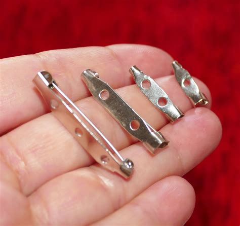 20x Brooch Clip Blank Base Safety Pin Back Silver Tone Etsy In 2020