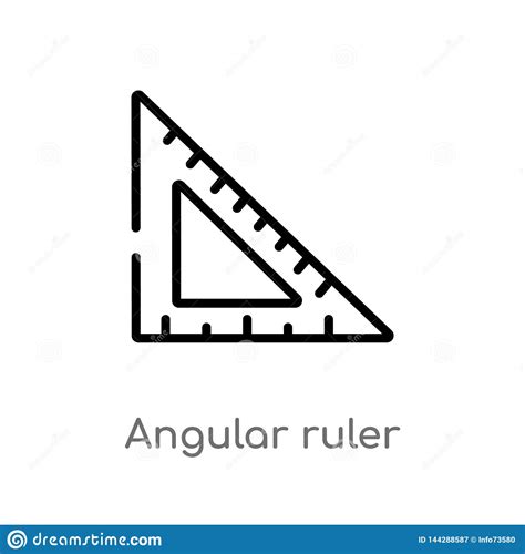 Outline Angular Ruler Vector Icon Isolated Black Simple Line Element