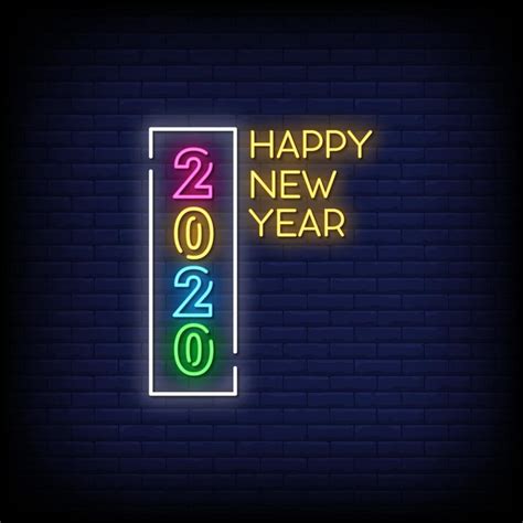 Happy New Year Neon Signs Style Text Vector 2405435 Vector Art At Vecteezy