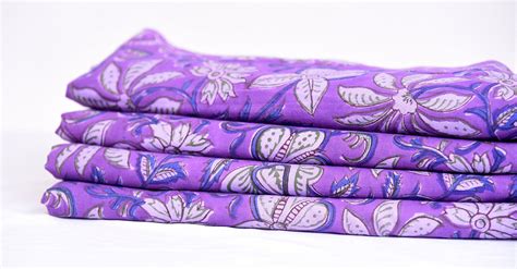Purple Floral Cotton Fabric Fabric By The Yard Quilting Etsy