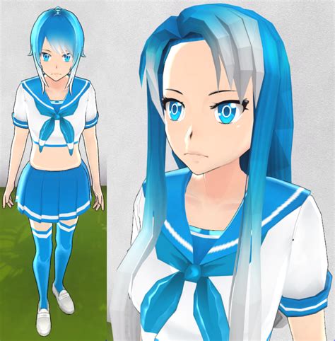 Yandere Sim Skin Blue And White Crop Top By Televicat Yandere