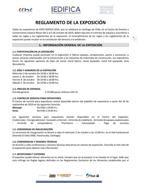 PDF REGLAMENTO DE LA EXPOSICIÓN Edifica 2 OPCIONES DE STAND Y