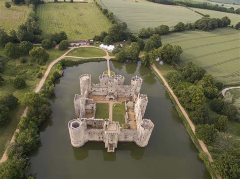 Download Aerial View Of Historic Bodiam Castle England Wallpaper