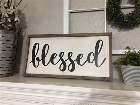 Blessed Wood Sign Hand Painted Wood Sign Plaque Large Wood Etsy