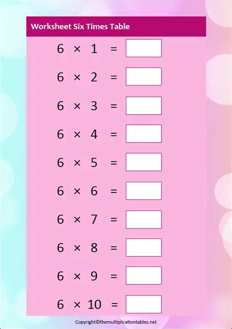 6 Times Table Free 6 Multiplication Chart Table Pdf