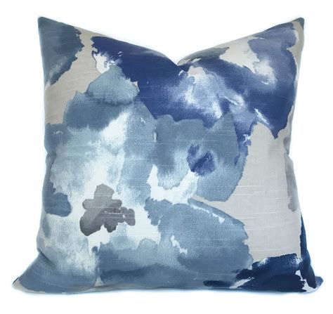 Blue Pillow Cover Gray Pillow Cover Blue Throw Pillow Gray Etsy