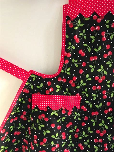 handmade cherry retro style apron aprons for woman womens etsy apron womens aprons