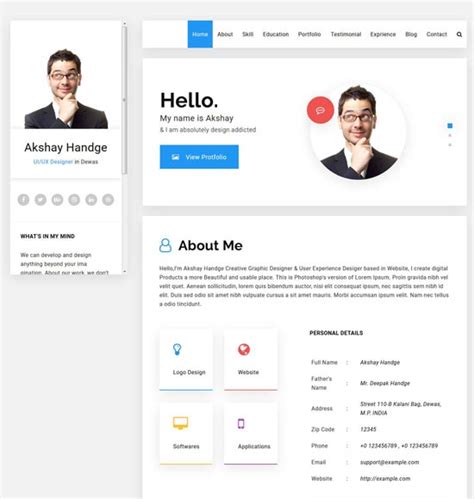 Personal Profile Html Template Free Download Printable Templates
