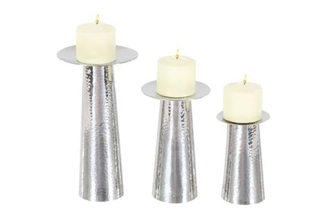 3 Piece Set Silver Modern Candleholder Modern Candle Holders Candle