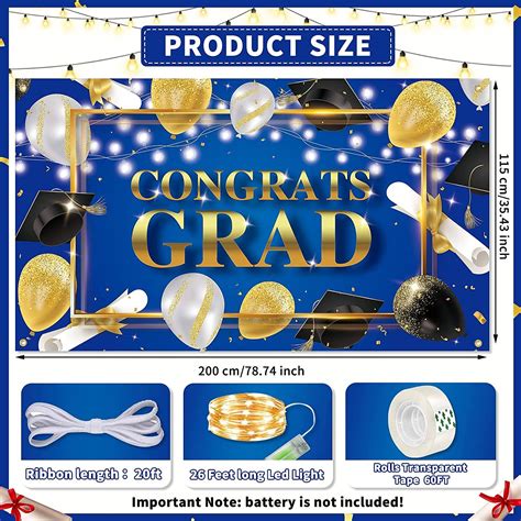 Buy Graduation Party Banner With Led Lights Large 79x45 Inch Congrats