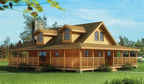 Style log home is distinguished by its architecturally stated front porch . Log Homes with Wrap around Porch plan #W5291ND | Eklmont ...