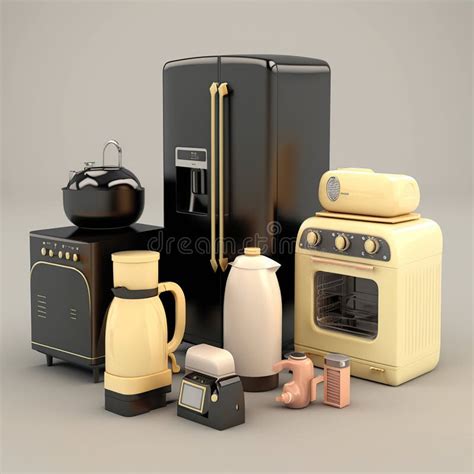 3d Render Of Home Appliances Collection Set Generative Ai Stock