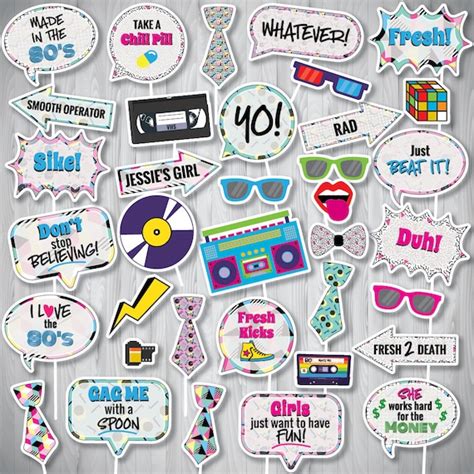 80s Party Printable Photo Booth Props 80s Photo Booth Etsy Ireland