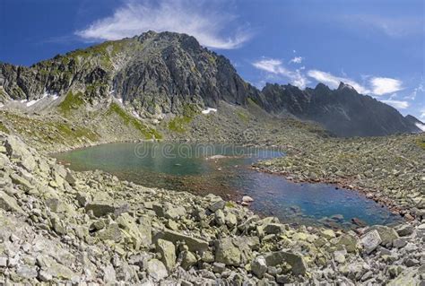 Capie Pleso Lake With Strbsky Stit Mountain Peak Above In Vysoke Tatry