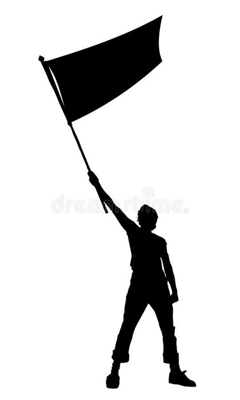 Man Holding A Flag Vector Silhouette Stock Vector Illustration Of High People 6382297