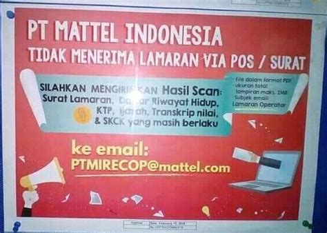 Jangan sampai ada komponen yang jatuh dari sabuk konveyor, atau game tamat! Lowongan Kerja PT Mattel Indonesia Jababeka Cikarang 2020