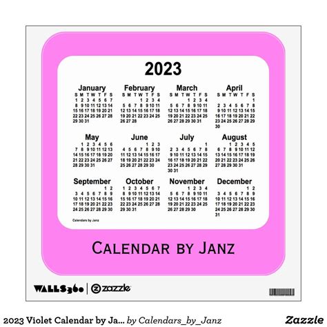 2023 Violet Calendar By Janz Wall Decal Zazzle Custom Wall Decal