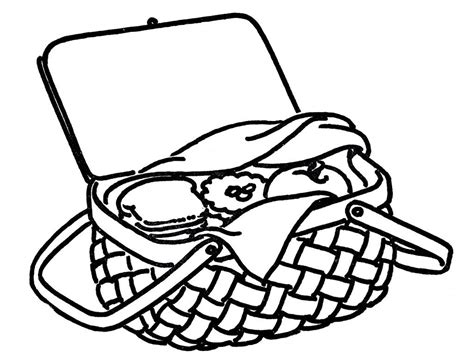 Coloring book picnic baskets easter basket drawing, hot air balloon basket, child, rectangle png. Vintage Line Art Drawing - Picnic Basket (With images ...