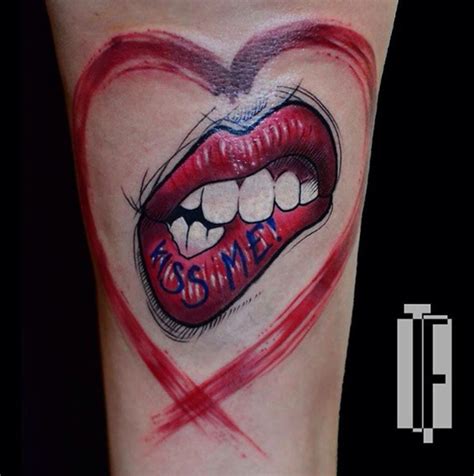 As far as the color is concerned, people prefer red over any other color. 35 Most Impressive Mouth, Lip, and Kiss Tattoos - TattooBlend
