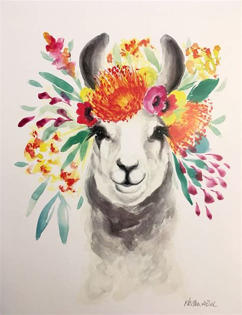Spring Llama Watercolor Nursery Artlisting
