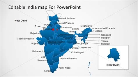 India Map For Powerpoint And New Delhi Slidemodel