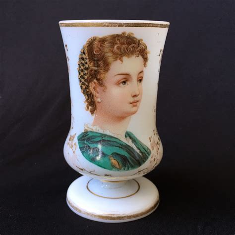 Victorian Milk Glass Vase Portrait Of A Lady C 1860 Moorabool Antique Galleries